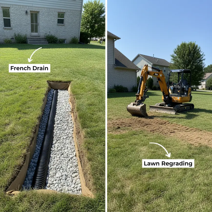 French Drain vs Regrading in Central Ohio | 2026 Guide