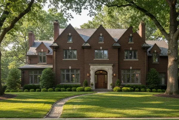 Historic Bexley home with mature trees and new erosion control drainage system.
