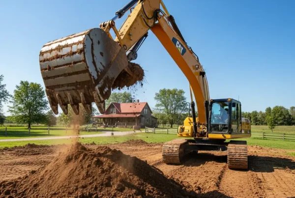How much does a small excavator cost in Lewis Center, OH? (2026 Guide) 4 Excavator digging a new pond in Richwood, Ohio, with heavy clay soil.