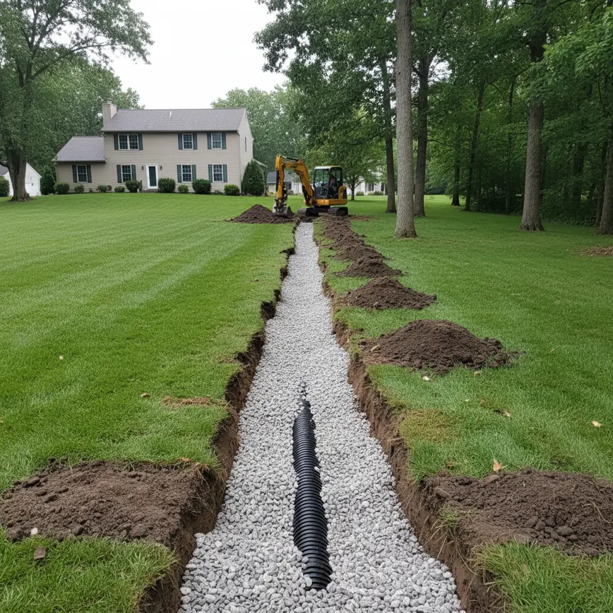 French Drain Installation Powell OH — Managing Water Drainage on Gently Rolling Terrain | Fortress Level