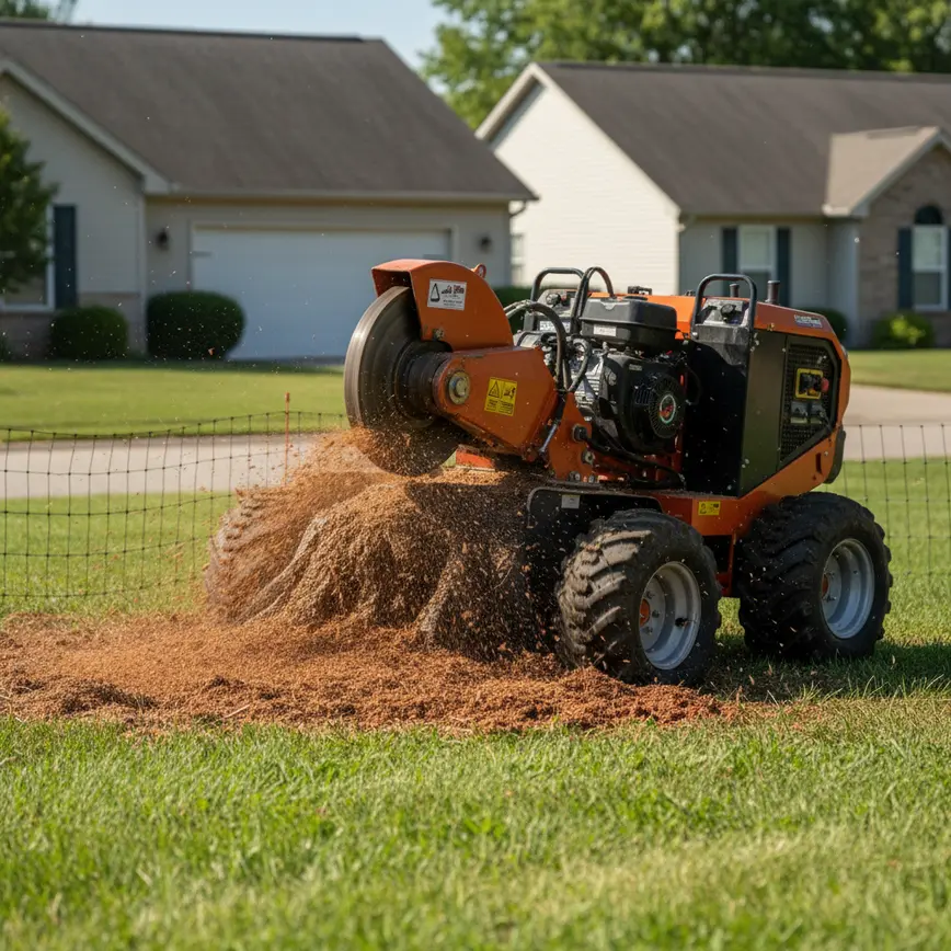 How Does Stump Grinding Work for Grandview Heights, Ohio's Tight Urban Lots? 1 Central Ohio land clearing by Fortress Level Construction